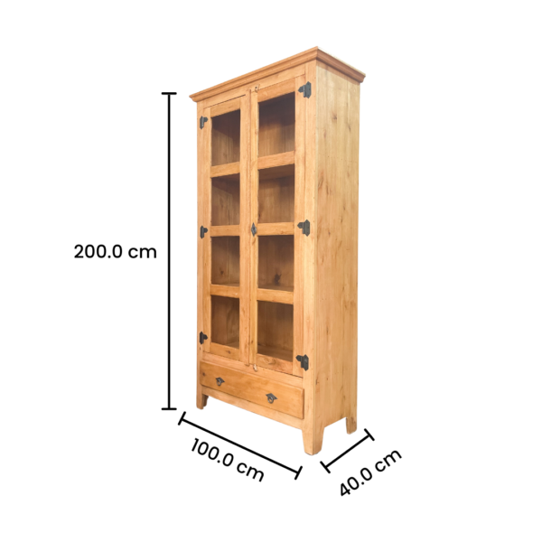 Armário Cristal 2 Portas / 1 Gaveta 2,00 cm Rústico Europeu