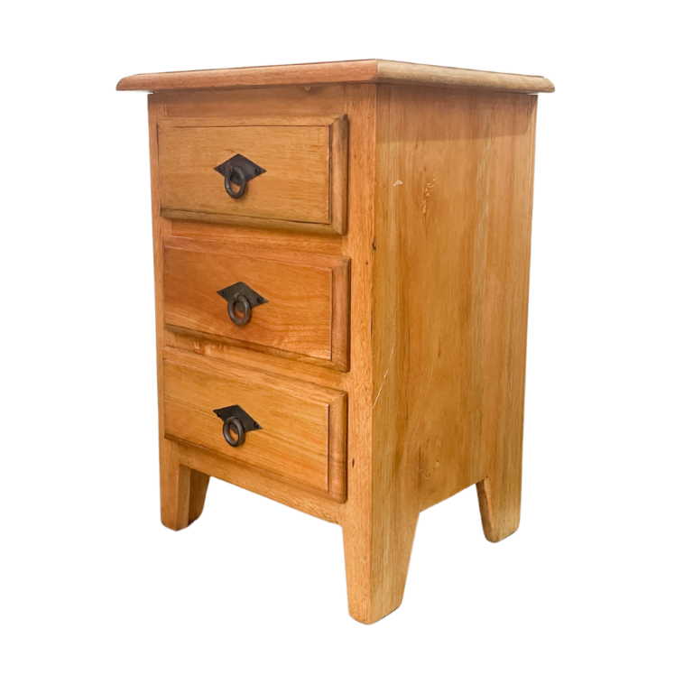 Mesa de Cabeceira de Madeira 40cm com 3 Gavetas